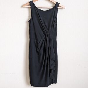 White House Black Market Ruched Sheath Dress 00 Classic LBD Stretch Work Office